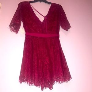 Cranberry Red Lace Romper